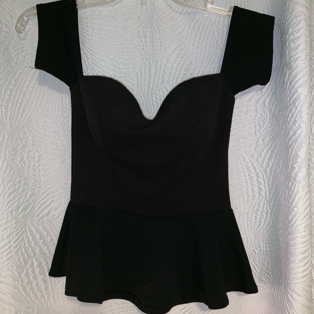 Off-The-Shoulder Black Peplum Blouse